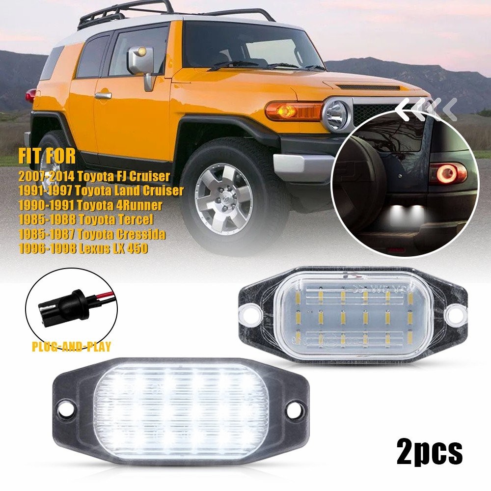 2PCS Chrome LED License Plate Lights for 2007-2014 Toyota FJ Cruiser 6000K White