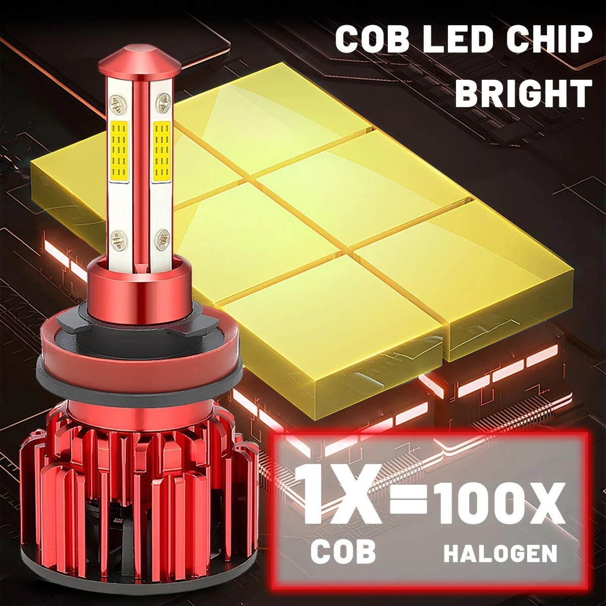 4-Sides H11 LED Headlight Kit Low Beam Bulb Super Bright 6500K White 1000000LM
