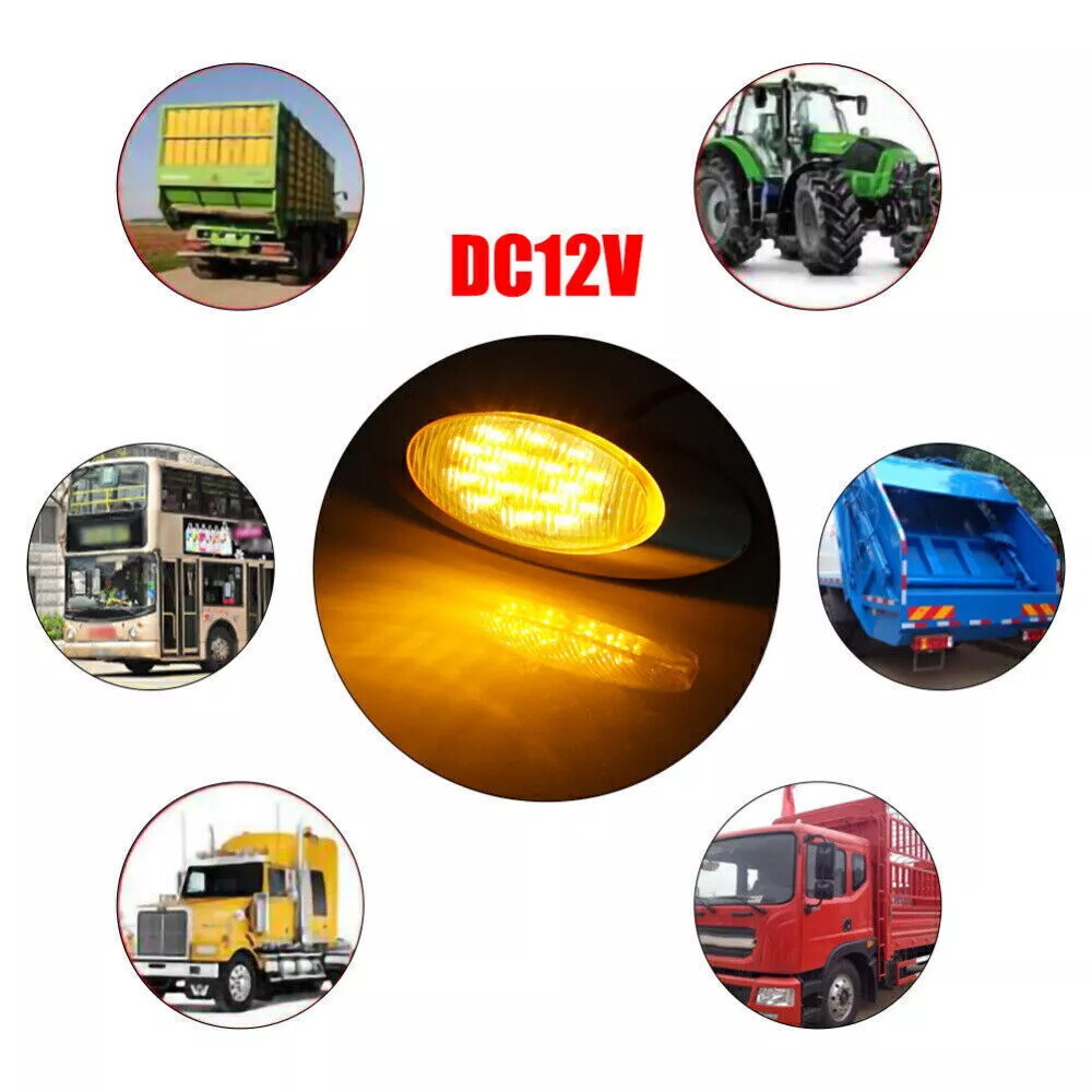 4x 6.5″ Amber 16 ENERGY-EFFICIENT LIGHT Oval Side Marker Light for Freighliner P