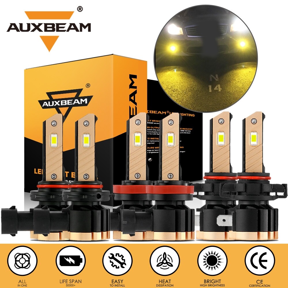 For Dodge Durango 2011-2013 AUXBEAM 6000K Canbus LED Headlight + Fog Light 3000K