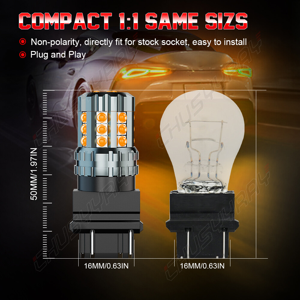 3000K Amber LED Bulbs 3157A For Ram 1500 2500 3500 Turn Signal Light