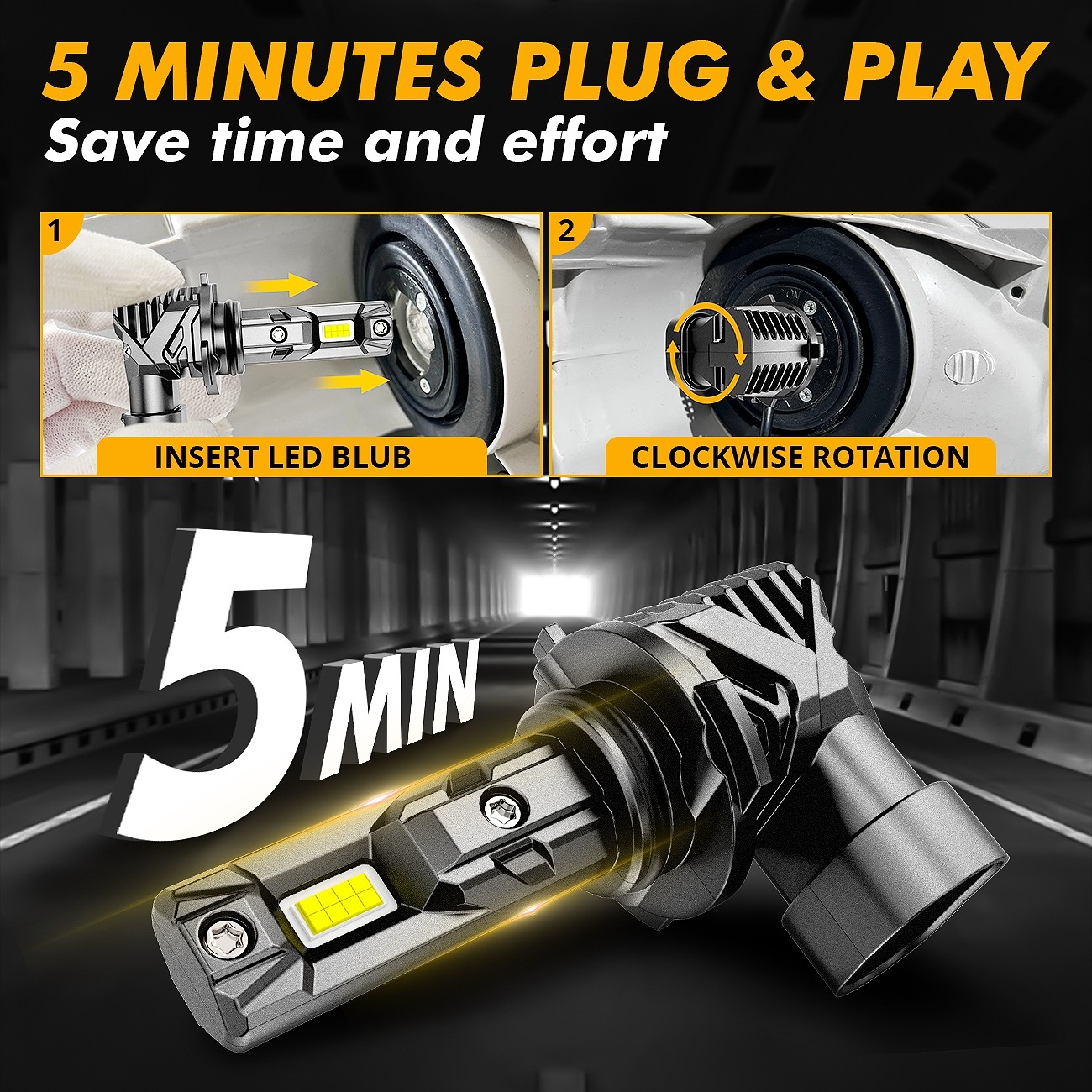 AUXBEAM 9006 LED Headlight Bulb Kit Low Beam Super Bright 6000K White 28000LM 2x
