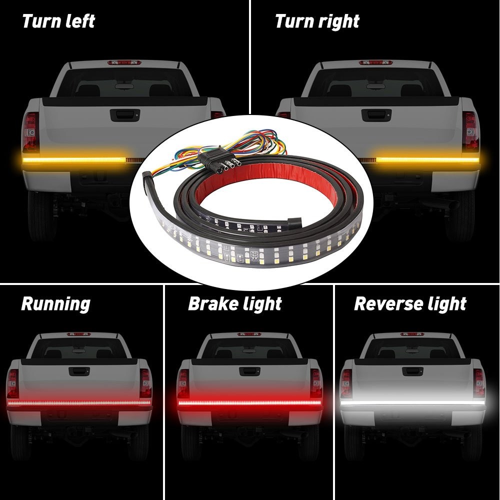 60″ 3 Row 432-LED Truck Strip Tailgate Light Bar Reverse Brake Tail Signal Lamp