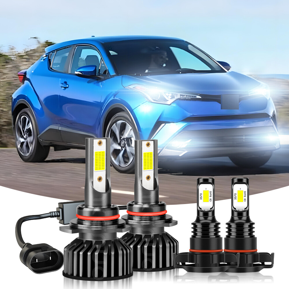 9012/HIR2 H16/5202 LED Headlight Fog Light Kit Bulbs White 6000K Plug&Play 4Pack