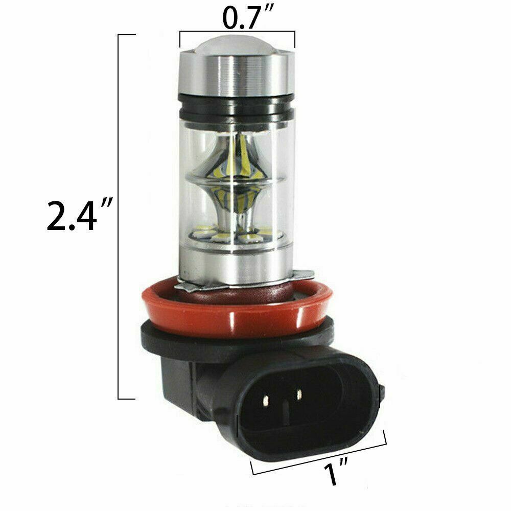 2xH11 H8 LED Bulbs 6000K 100W White Super Bright Fog Light DRL Light High Power