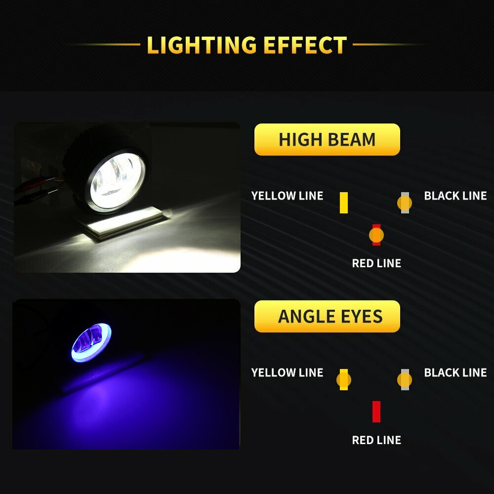 3“ LED Round Halo Light Bar Spot Work Pods Driving Fog for Offroad ATV SUV 4WD