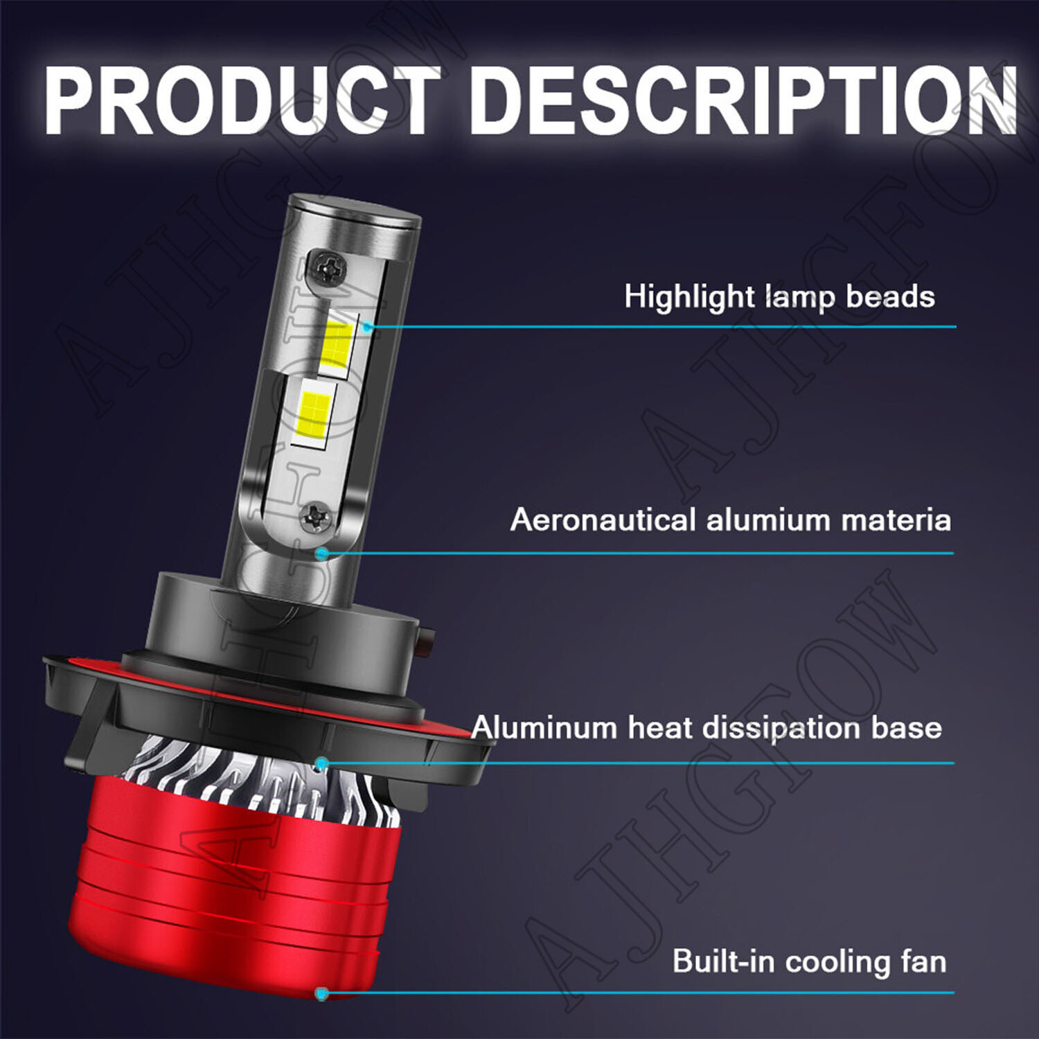 H13 9008 LED Headlight Bulbs Kit High Low Beam 6500K Super Bright White 720000LM