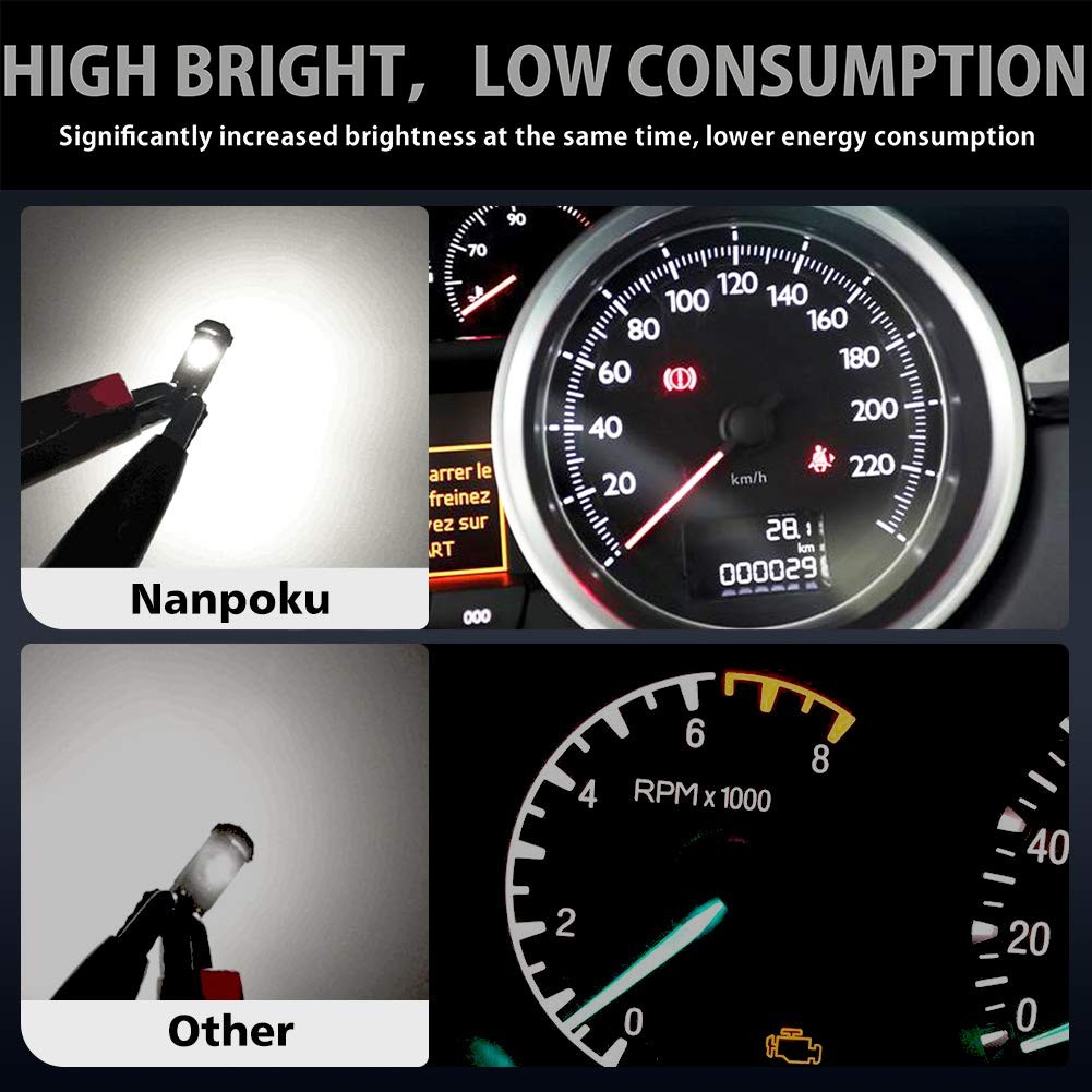 Nanpoku T5 LED Bulbs 74 73 37 2721 Bulb for Auto Car color, white