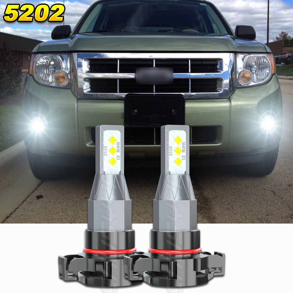 For Ford Escape 2008-2012 5202 H16 LED Fog Light Bulbs 6000K White 80W