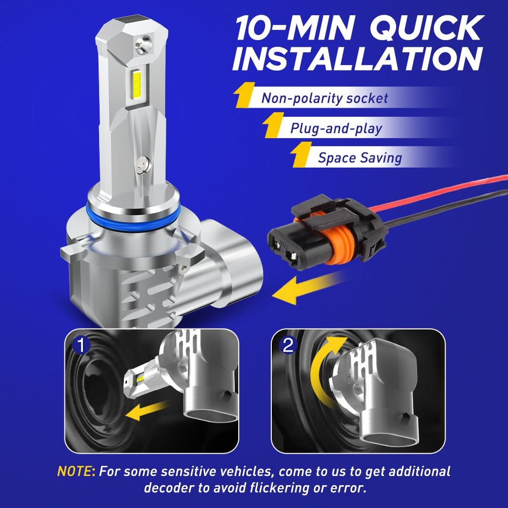 9006 9005 & LED Headlight Kit Combo Bulbs 6500K High Low Beam EOOH