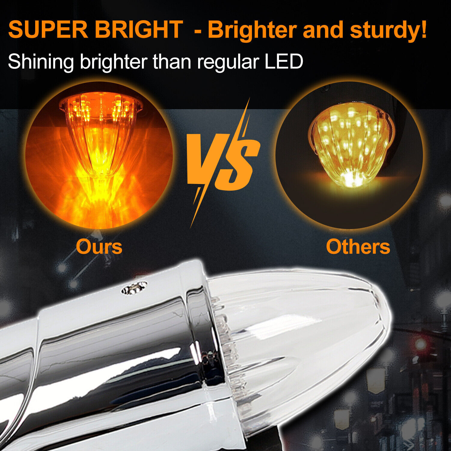 5x Clear/Amber 17 LED Torpedo Cab Marker Roof Light For Peterbilt Kenworth Mack