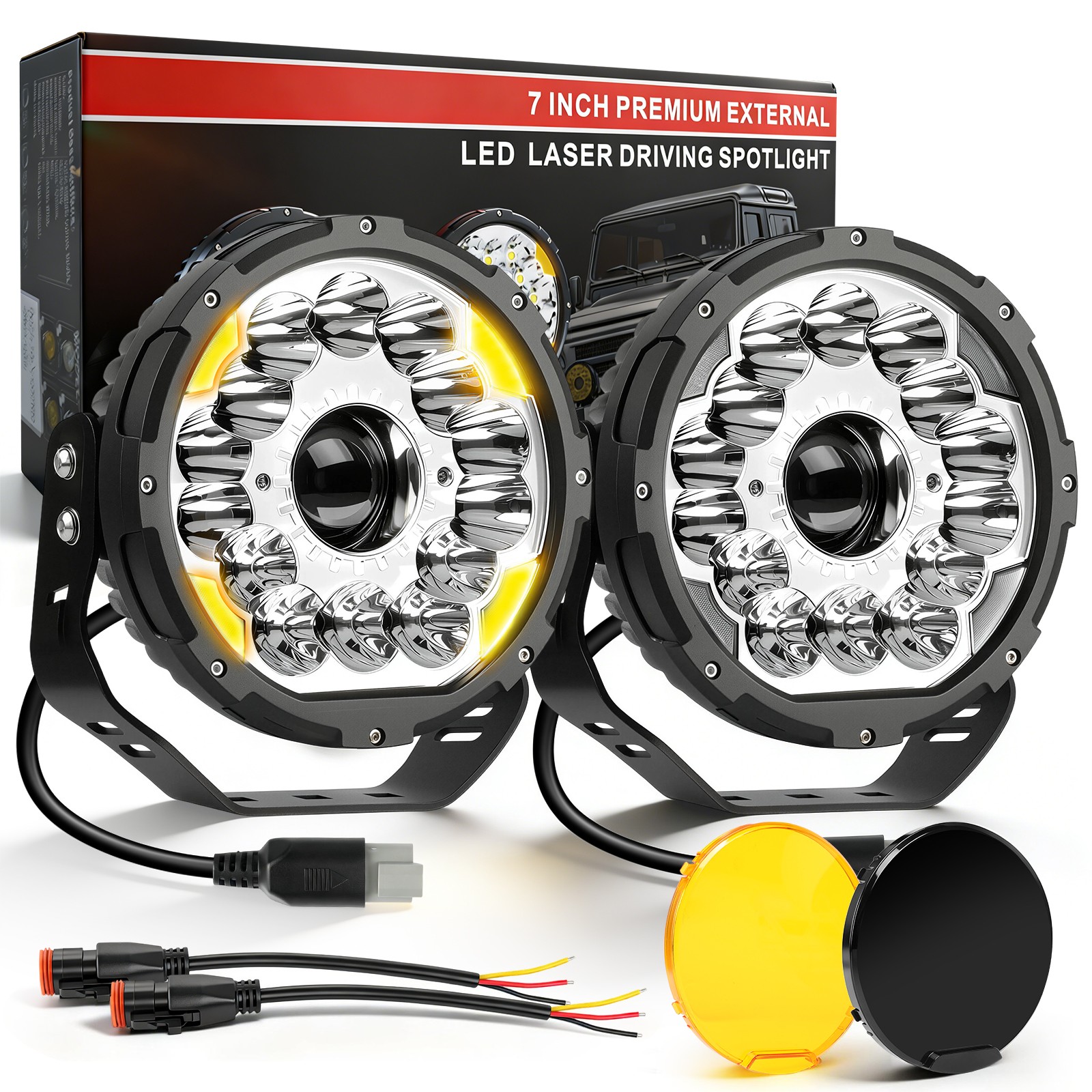 AUXBEAM 7 inch 360-PRO LED Work Light Bar Combo Fog Lamp Offroad Driving+Covers