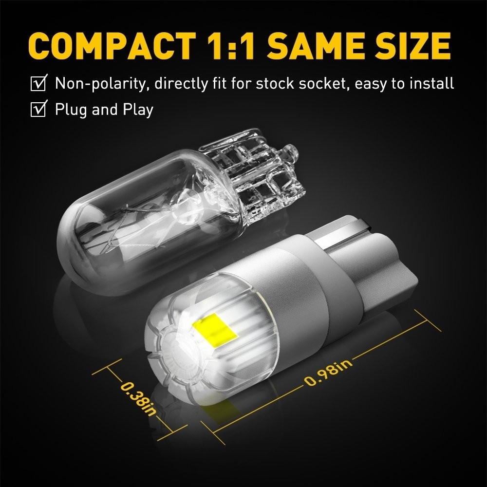2-20PCS T10 W5W 194 LED License Plate Reading Light Headlight Bulb 3030SMD 2US2T