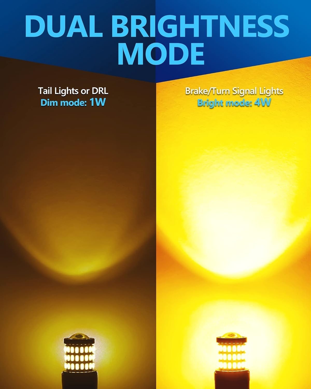 Bright Amber 1157 LED Bulbs, 400% Brighter Replacement for Turn Signals – 2 Pack