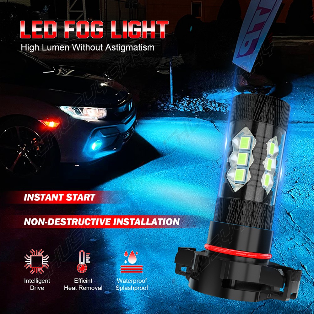 2pcs H16/5202/2504 6000K LED Fog Light Bulbs For 2007-2015 Chevy Silverado 1500