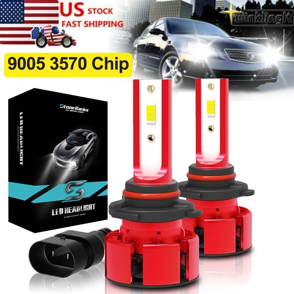 2 sides 9005 LED Headlight Bulbs Super Bright 6000K White High Beam 160W 32000LM