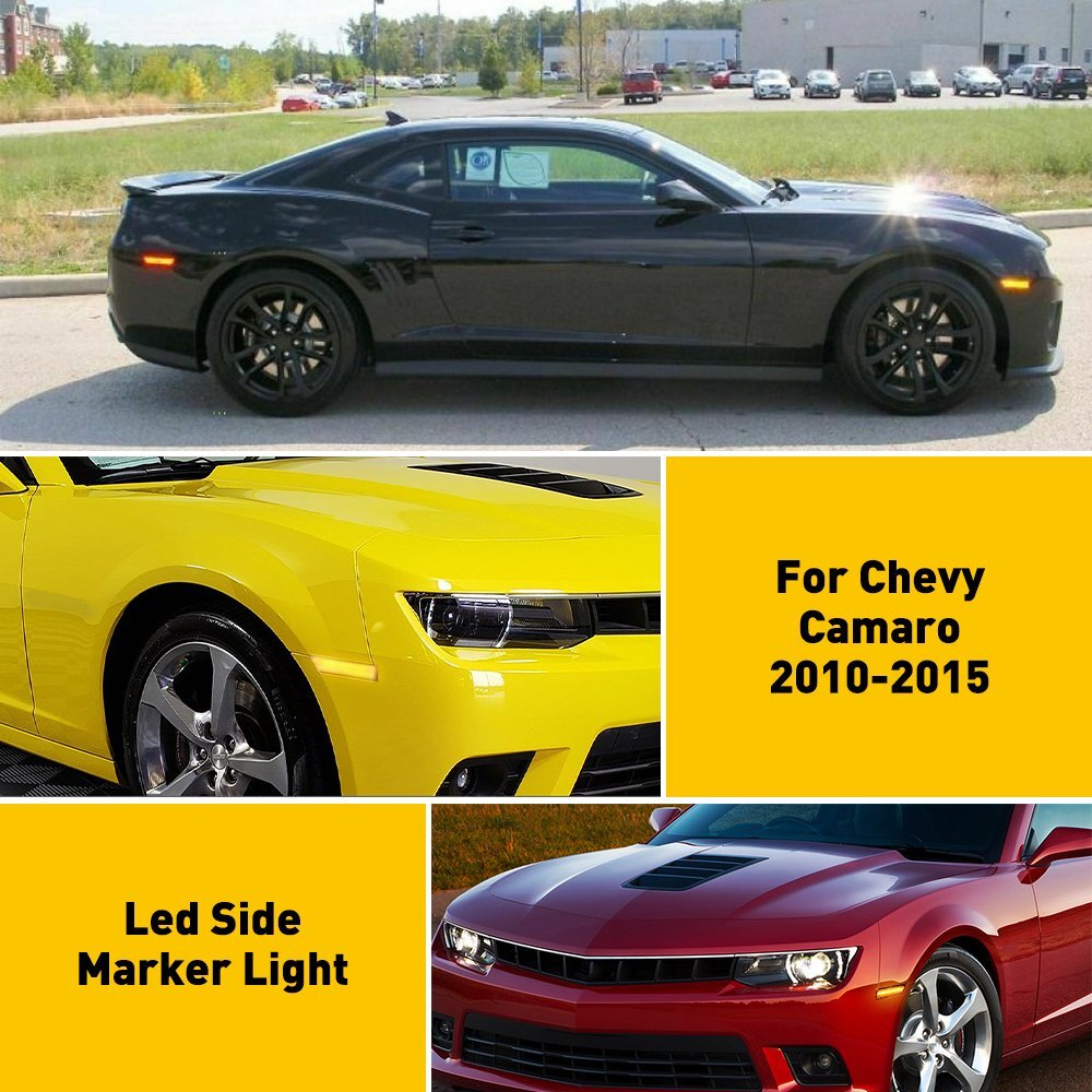 Smoked & Front Rear LED Bumper Side Marker Light Lamp For Chevy Camaro 2010-2015