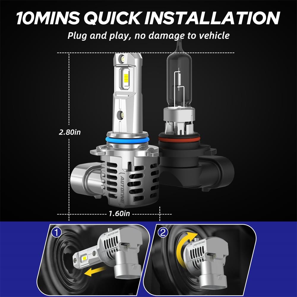 High/Low Beam Super Bright White Kit AUTOONE 9005 HB3 LED Headlight Bulbs 2-10X