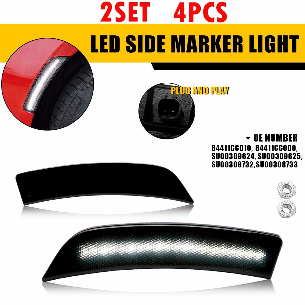 4PC White LED Side Marker Lights For 2022 23 2024 Toyota GR86 ZN8 Subaru BRZ P