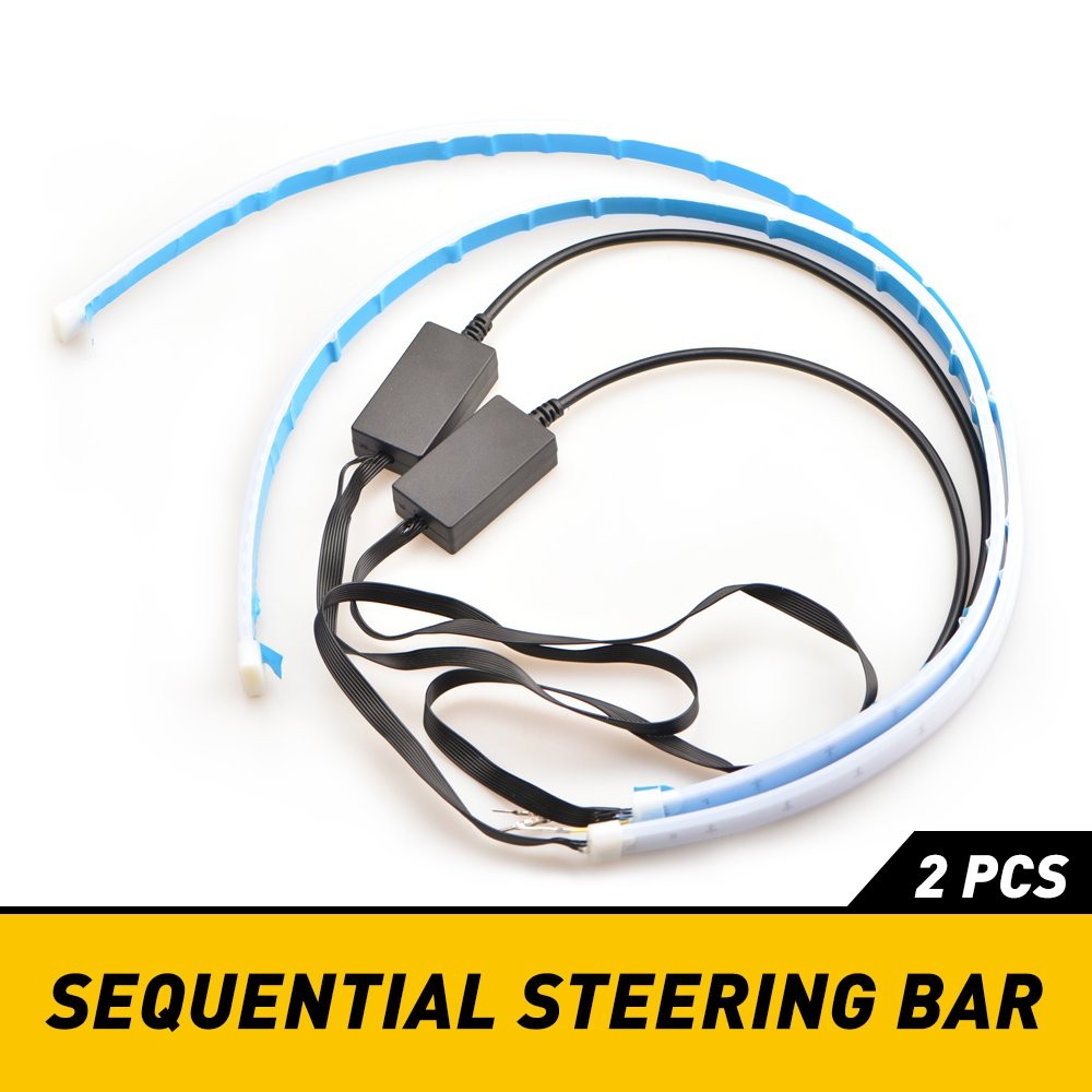 Car Sequential LED Steering Strip Light Bar Signal Turn White Amber Switchback A