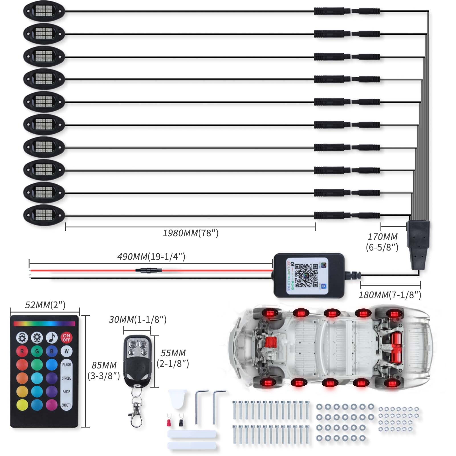 10 Pods RGB LED Rock Lights Bluetooth Underglow Lamp For GMC Yukon XL1500 XL2500