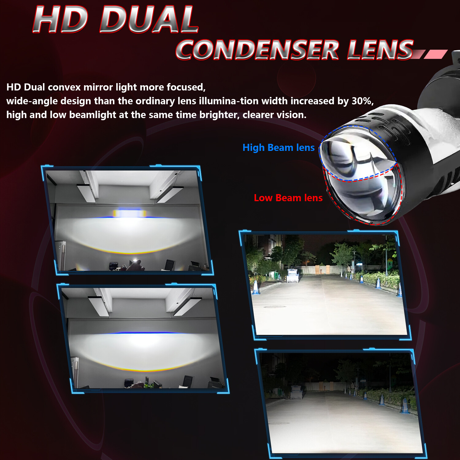 2Pcs H4/HB2 9003 160W Bi-LED Projector Lens Hi/Lo Motorcycle LED Headlight Bulbs