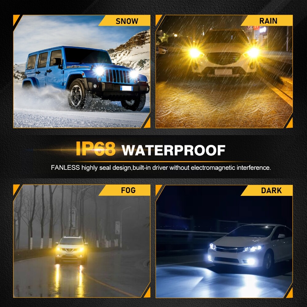 Multicolor LED Fog Light Bulbs Driving DRL 9145/H10 H8/H11 H16/5202 9006 Bright