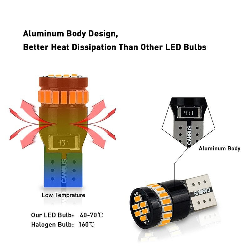 T10 LED Front Side Marker Light Bulbs 194 2825 for Nissan Sentra 1982-2019 AMBER