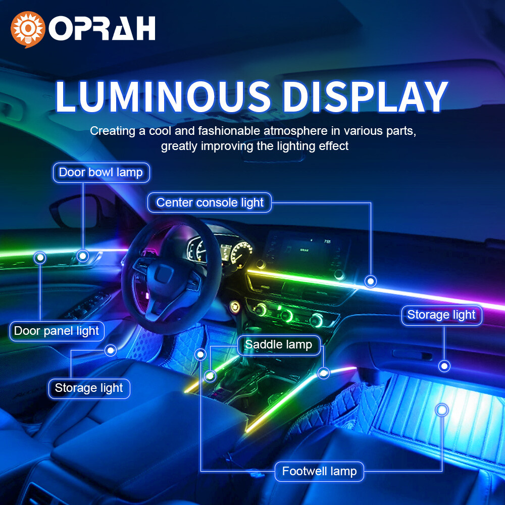 RGB Car Symphony Ambient Light 256 Color Led Atmosphere Acrylic Strip Remote APP