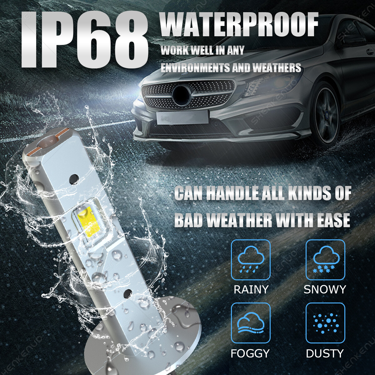 H1 LED Headlight High Beam or Low Beam Bulb Headlamp Super Bright White D9