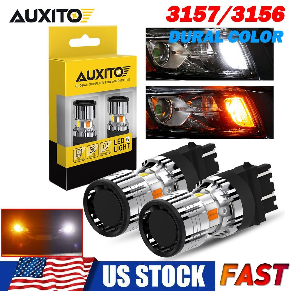 3157 LED DRL White / Amber Switchback Turn Signal Parking Light Bulb 6000K 3000K