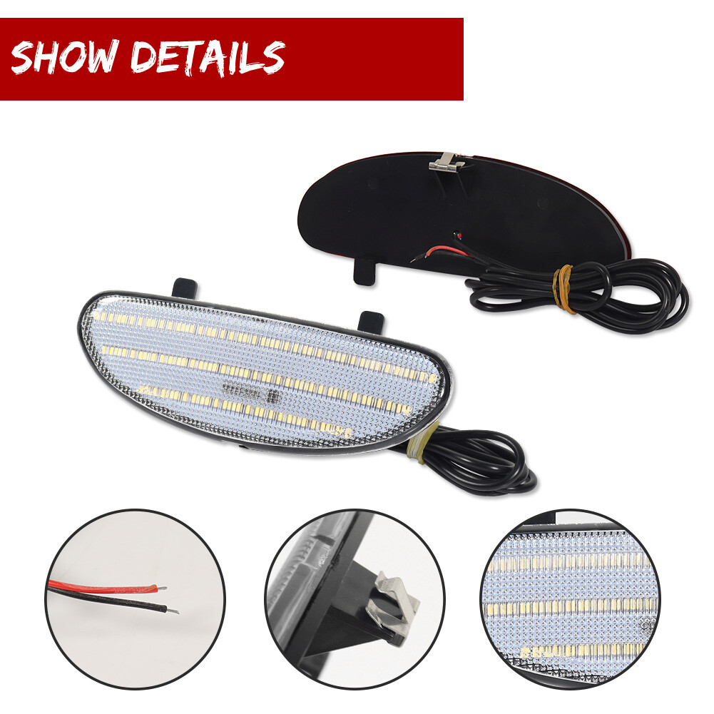 Clear White LED Inner Door Panel Reflector Plate Light For Corvette 1997-2004 C5
