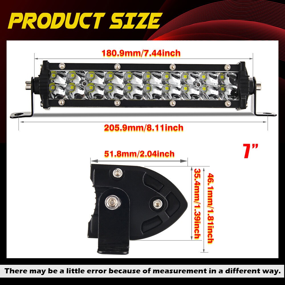 Dual Row 7″-50″ Slim LED Light Bar Spot Flood Combo Fog Offroad Car Trucks 4WD