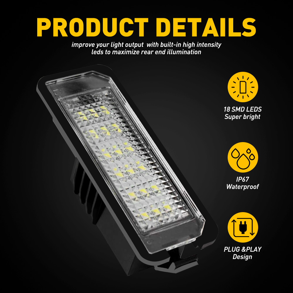 2X Canbus AUXITO LED License Plate Light Bulbs for VW PASSAT CC 2009-18 White