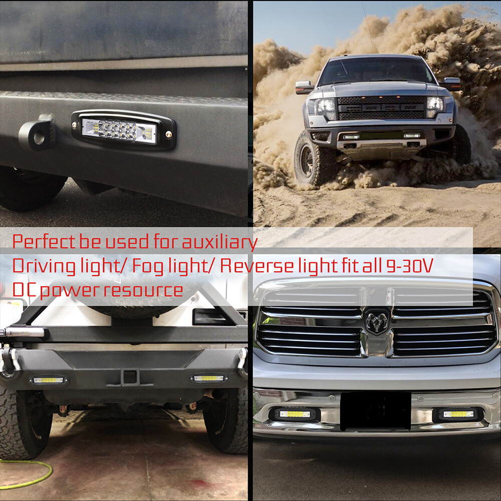 2x 7″ 160W Flush Mount LED Work Light Bar Spot Flood Driving Reverse OffRoad 4WD