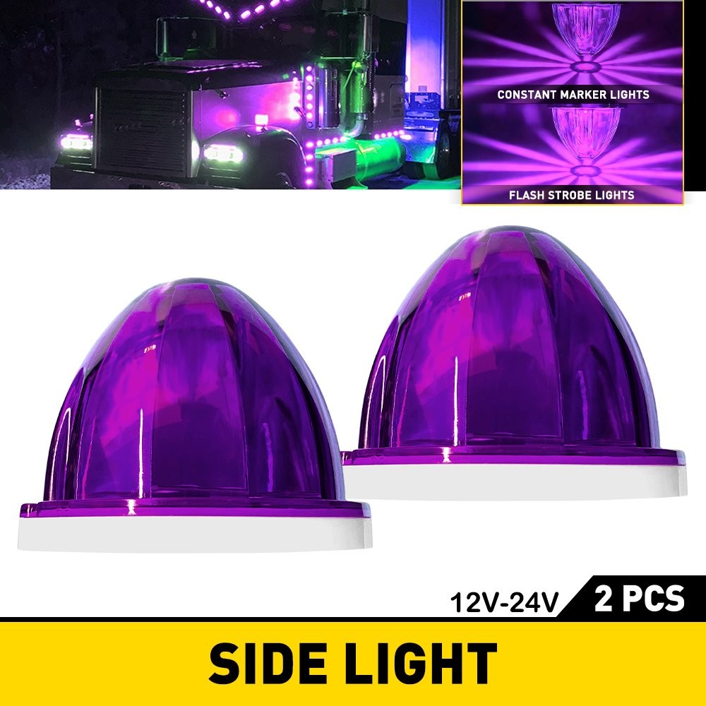 2X Universal Purple LED Watermelon Lights Side Marker Light For Caravans 12V-24V