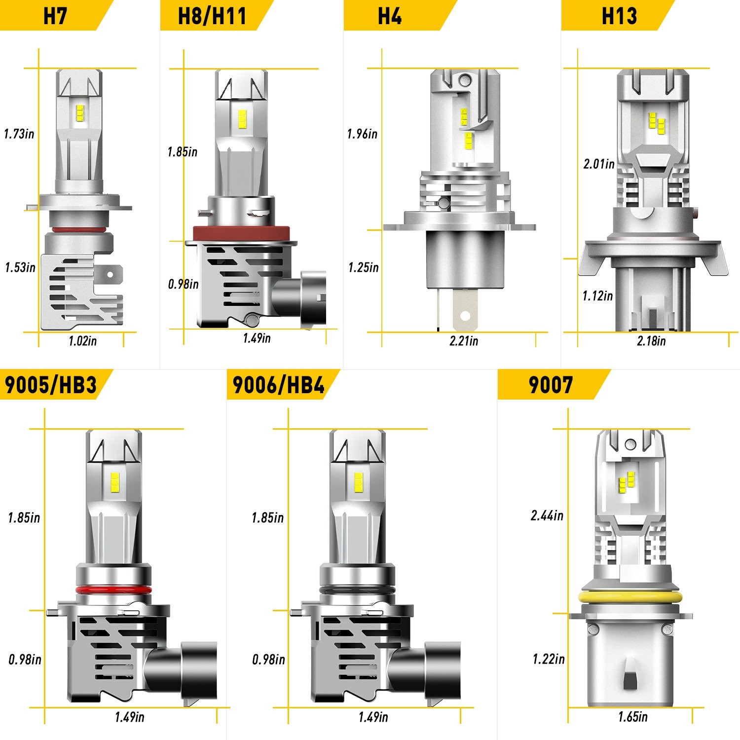 LED Headlight High Low Beam Bulb 9005 HB3 9006 HB4 9012 HIR2 H4 9003 H13 9008 B