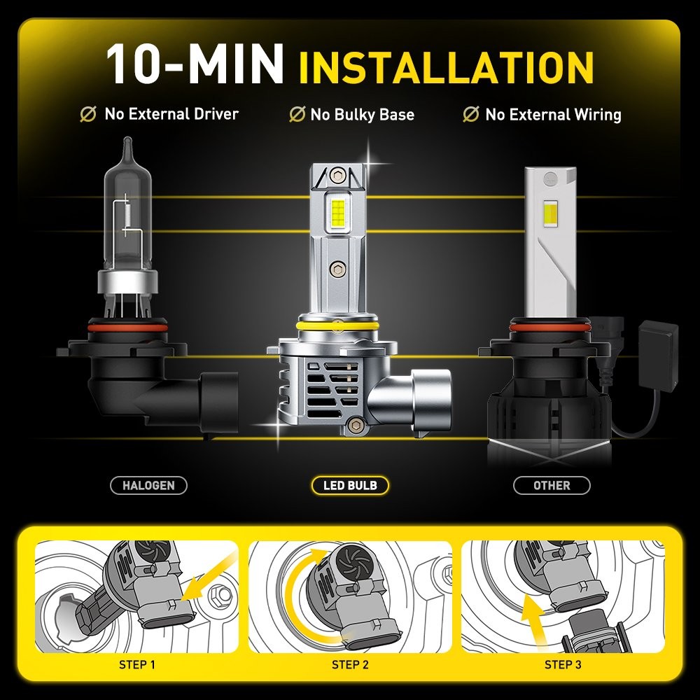 2-20X AUXITO LED Headlight 9005 Hi Low Bulbs 30000LM 6500K High Power Lamp M6S Y