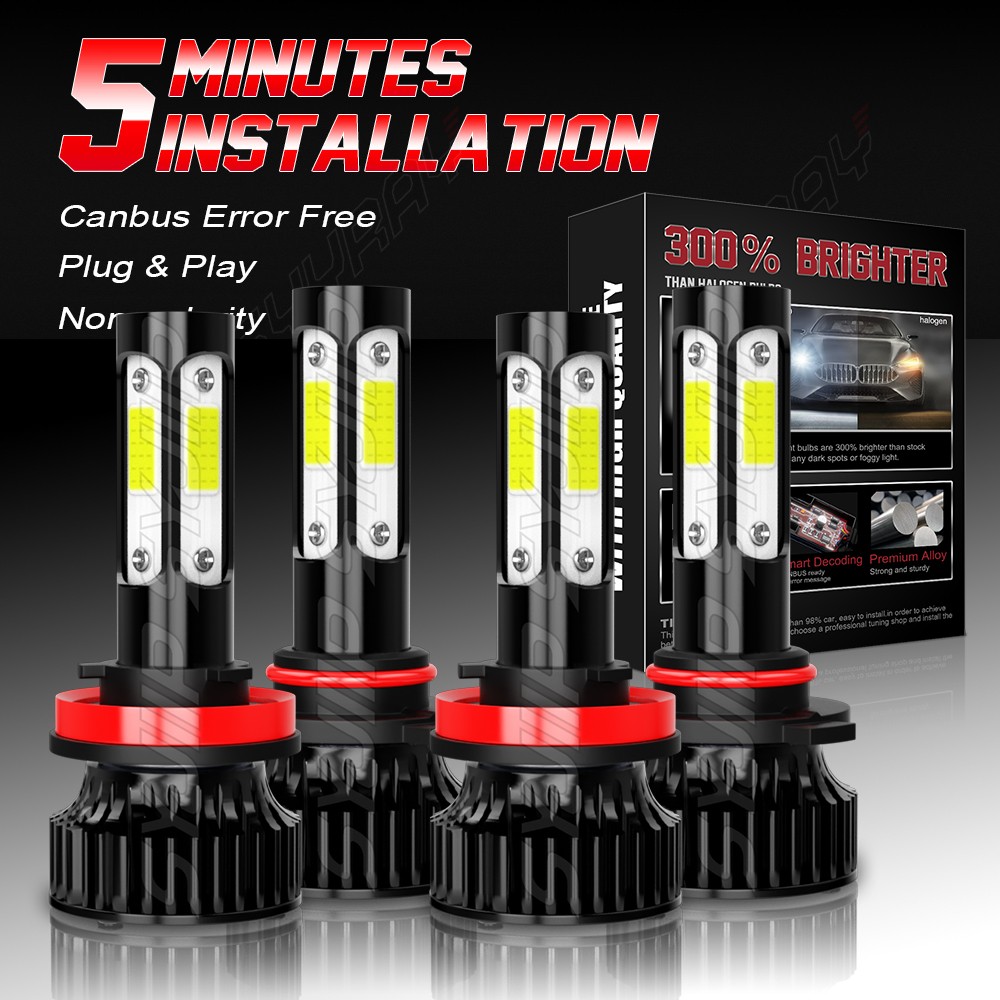 9005+H11 LED Headlight Super Bright Bulbs Kit White High Low Beam