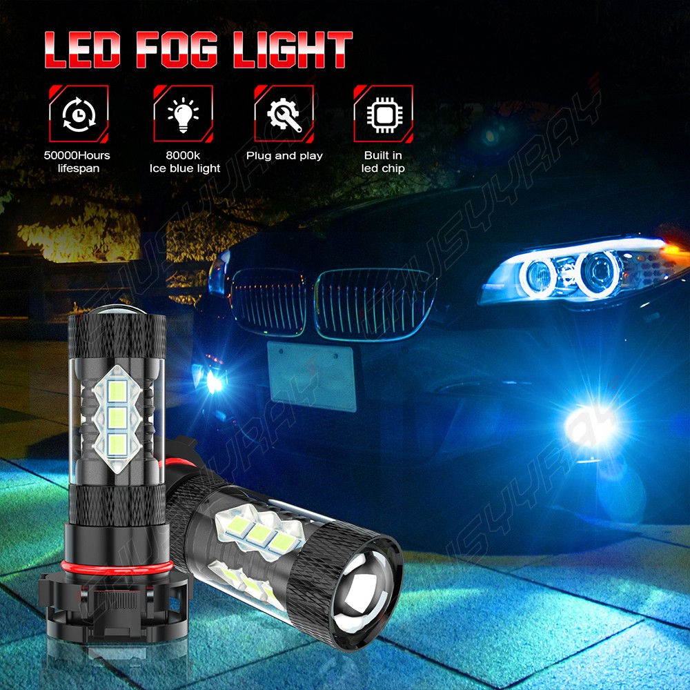 2pcs H16/5202/2504 6000K LED Fog Light Bulbs For 2007-2015 Chevy Silverado 1500