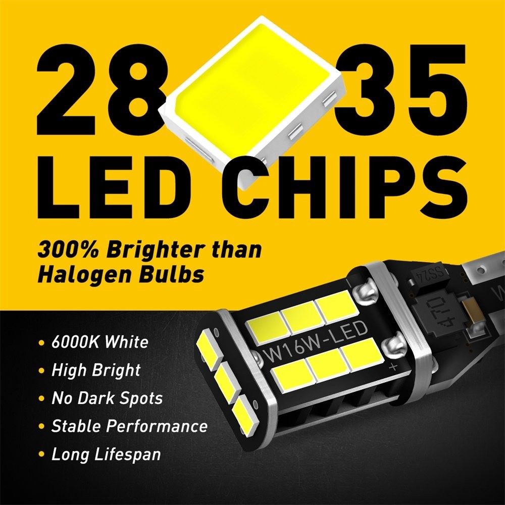 AUXITO T15 921 912 LED Reverse Backup Light Bulb 2400LM 6000K Super Bright White