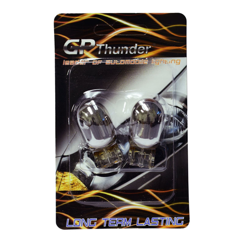 GP Thunder 7443 7443A HiLo Chrome Silver Light Bulb Turn Signal Brake Amber 2pcs