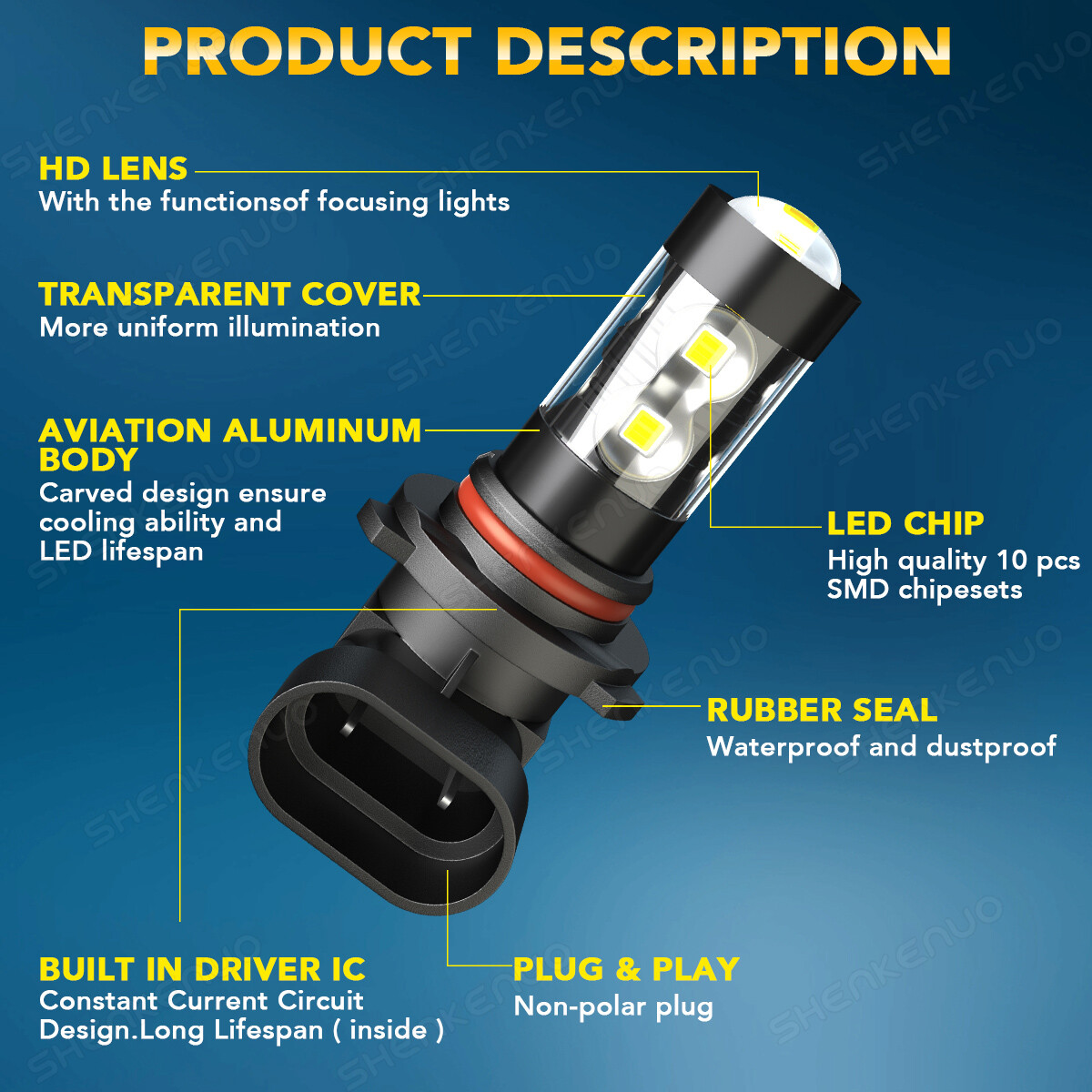 For Chrysler Aspen 2007 2008 2009 LED Headlight Fog Light Bulbs 9008/H13 9145