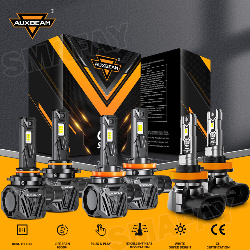 AUXBEAM Canbus LED Headlight High Low Fog Bulb White For Volvo VNL VNM 2004-2015