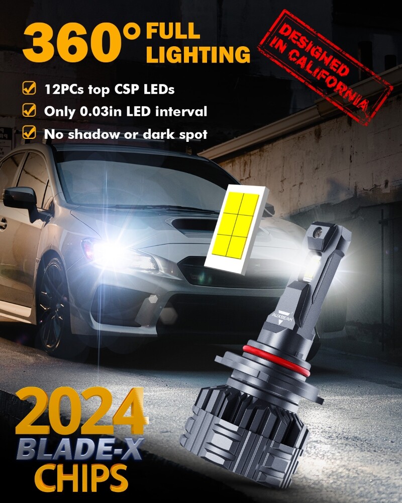 6X AUXBEAM 9005 9006 H11 Combo LED Headlight Fog Bulbs 6500K White Bright 6PCS