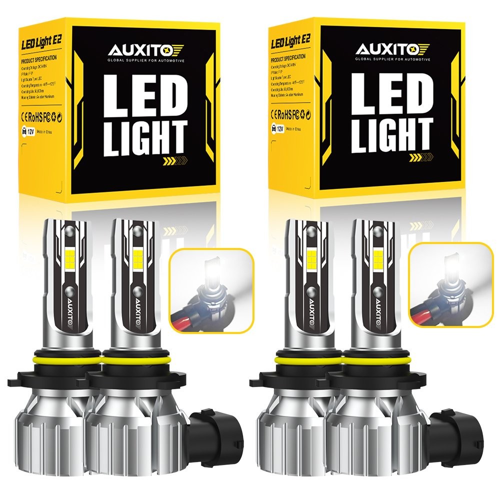 AUXITO White E2 9005&9006 Combo LED Headlight High Low Beam Bulbs 2PCS EH