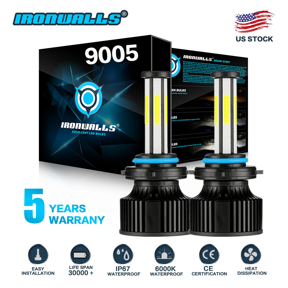 6 Sides 9005 HB3 LED Headlight Conversion Kit Bulb High Beam Super Bright White