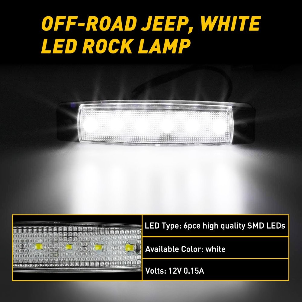 10 Pcs White Rock LED Strip Underbody Wheel Light for Offroad Truck Boat Car ATV