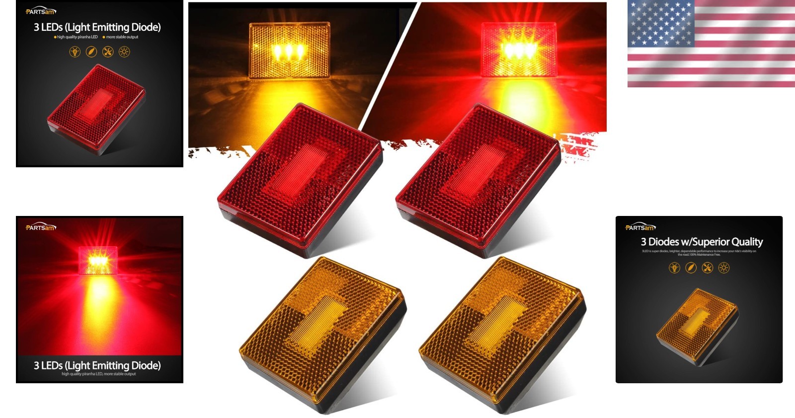 Durable LED Clearance & Side Marker Lights – Amber/Red for Trailers & Trucks