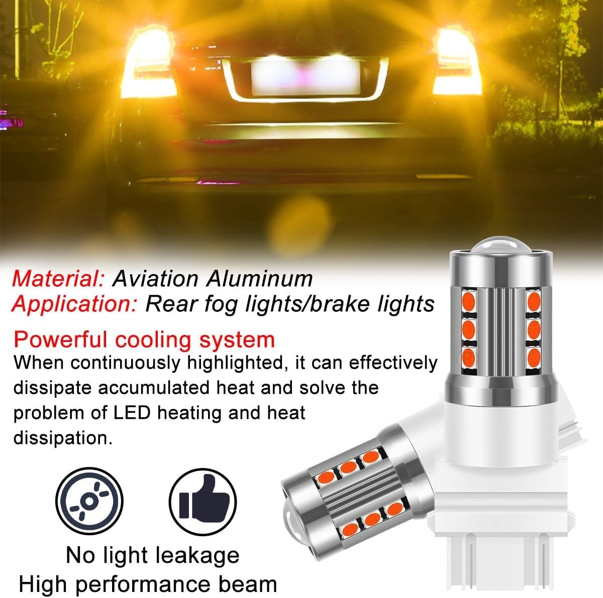Aviation Aluminum 3157 LED Turn Signal Bulbs – Durable & Bright Yellow Lights